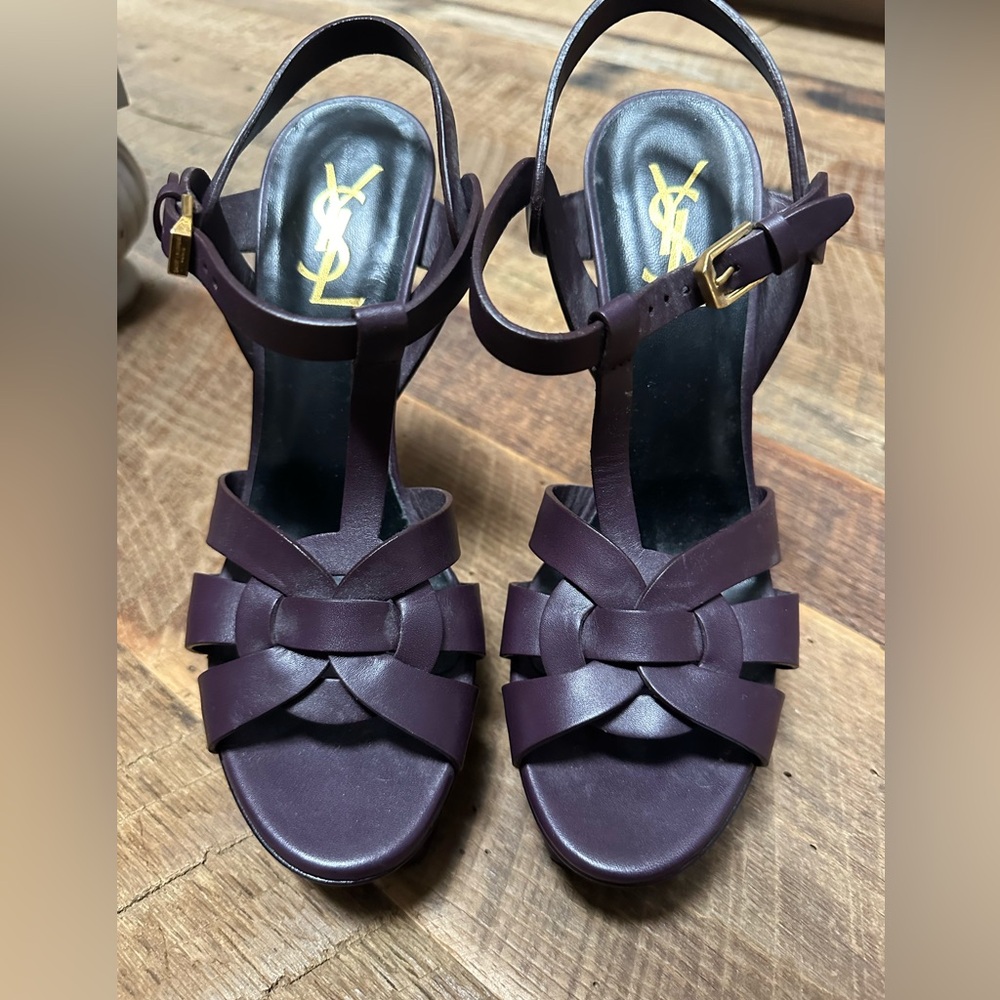 YSL heels, purple, lightly worn